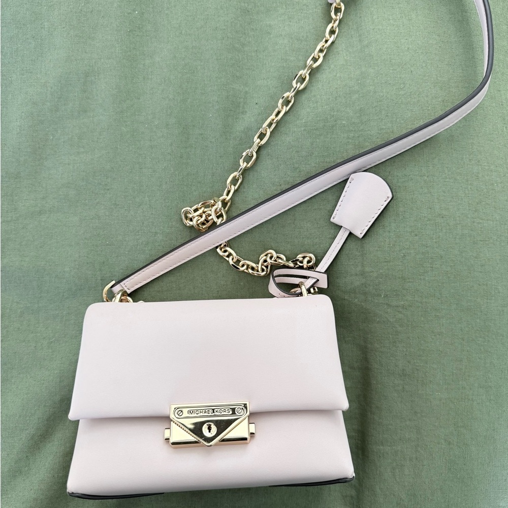Michael Kors Cream Crossbody Bag with Gold Chain